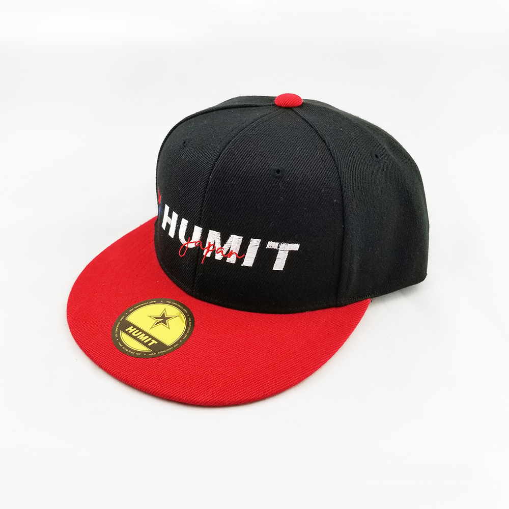 HUMIT ロゴ 刺繍ベースボールキャップ ブラック×レッド